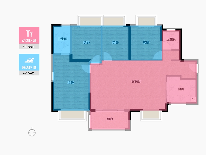 广东省-东莞市-首铸御峰华庭-91.37-户型库-动静分区