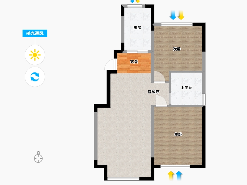 吉林省-长春市-龙翔国际观邸-76.00-户型库-采光通风