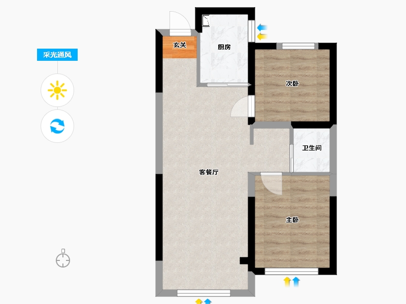 吉林省-长春市-天泽凯旋华府-52.48-户型库-采光通风