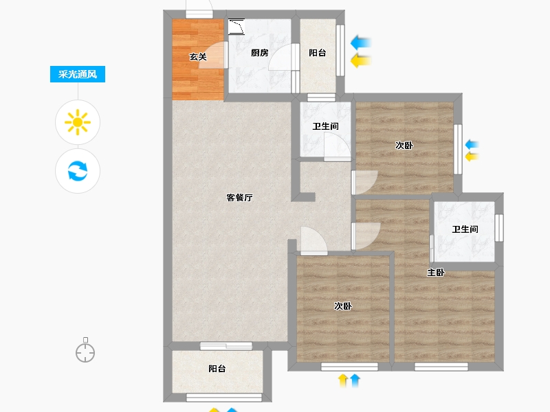 四川省-南充市-中南原山-75.40-户型库-采光通风