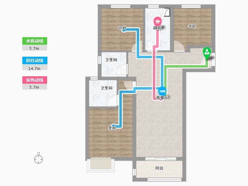 湖南省-长沙市-弘阳时光里-77.64-户型库-动静线