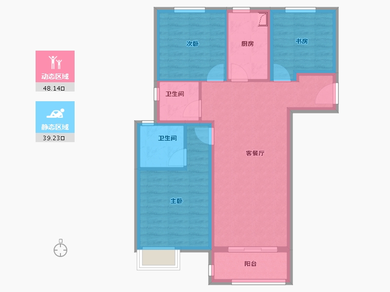 湖南省-长沙市-弘阳时光里-77.64-户型库-动静分区