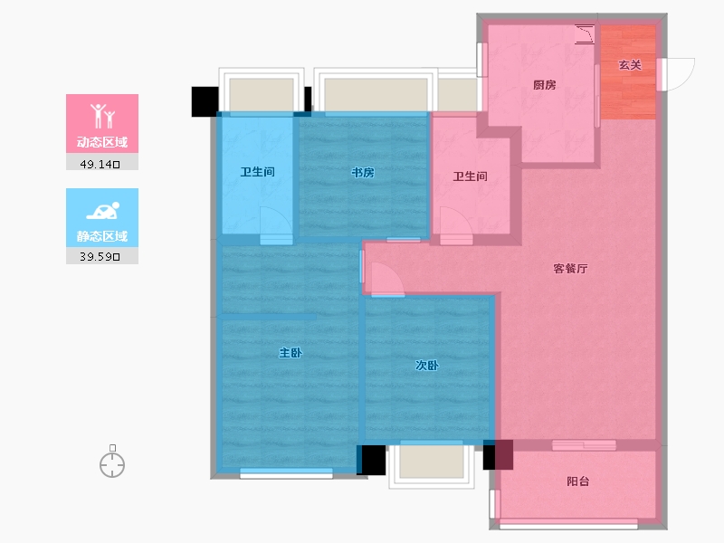 上海-上海市-海�h虹桥金茂悦-78.70-户型库-动静分区