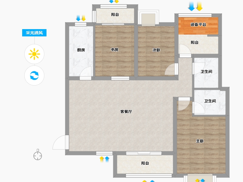 湖南省-长沙市-南�Z滨江书苑-95.00-户型库-采光通风