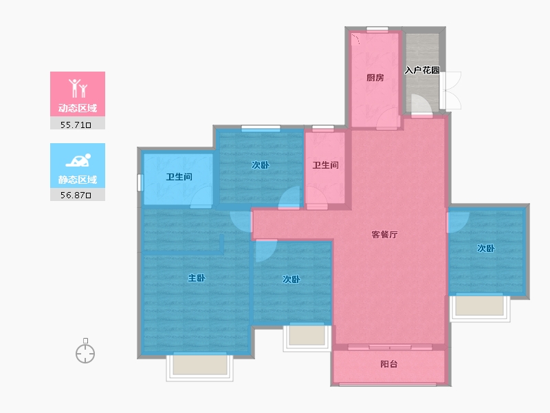 湖南省-长沙市-长沙恒大半山悦府-105.63-户型库-动静分区