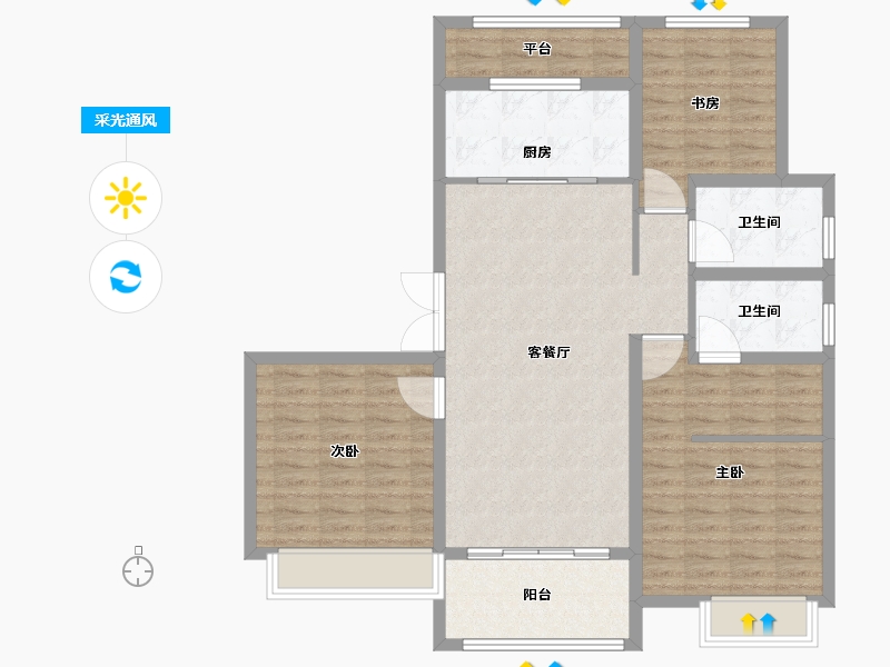 河南省-洛阳市-腾飞花园-103.00-户型库-采光通风