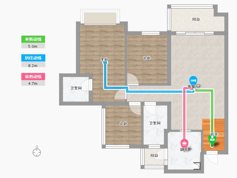 四川省-南充市-鸿通・翡翠城・紫曦府-80.64-户型库-动静线