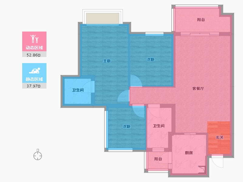 四川省-南充市-鸿通・翡翠城・紫曦府-80.64-户型库-动静分区