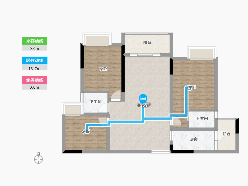 湖南省-怀化市-蔚蓝水岸-90.86-户型库-动静线