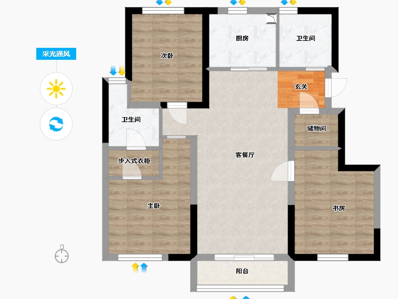 天津-天津市-中建新丽壹号-80.19-户型库-采光通风