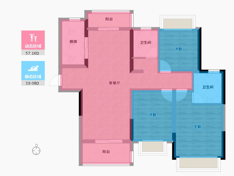 四川省-成都市-星徽城-84.85-户型库-动静分区