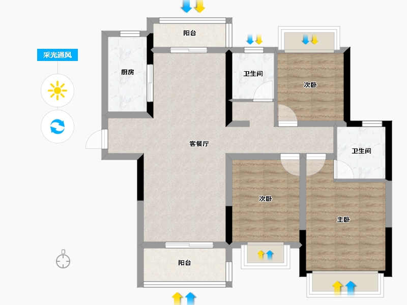 四川省-成都市-星徽城-84.85-户型库-采光通风