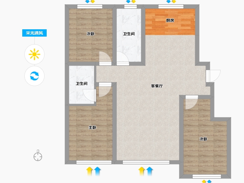 吉林省-长春市-万龙银河城西区-81.44-户型库-采光通风