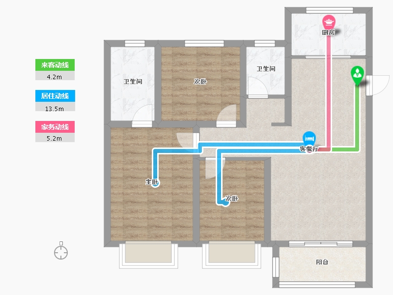 陕西省-西安市-当代嘉宝公园悦-79.87-户型库-动静线