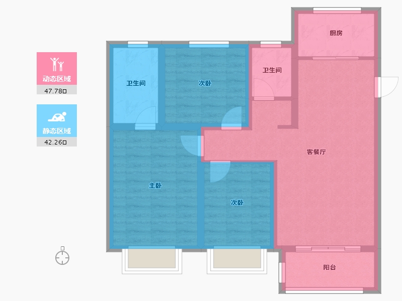 陕西省-西安市-当代嘉宝公园悦-79.87-户型库-动静分区