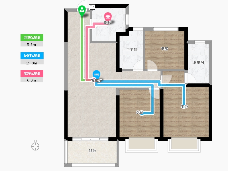 江苏省-无锡市-绿地西水晶社-82.68-户型库-动静线