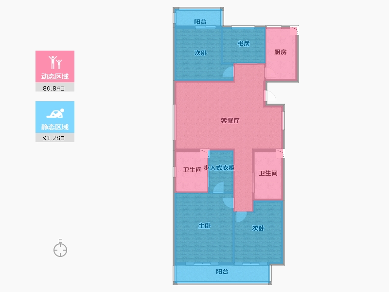 浙江省-杭州市-郡原相江公寓鼎石苑-157.00-户型库-动静分区