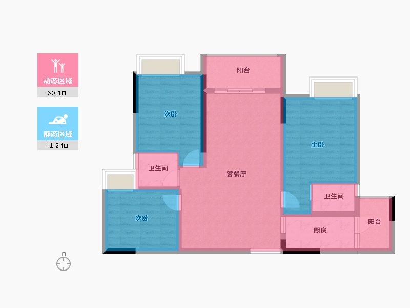 湖南省-怀化市-蔚蓝水岸-90.86-户型库-动静分区