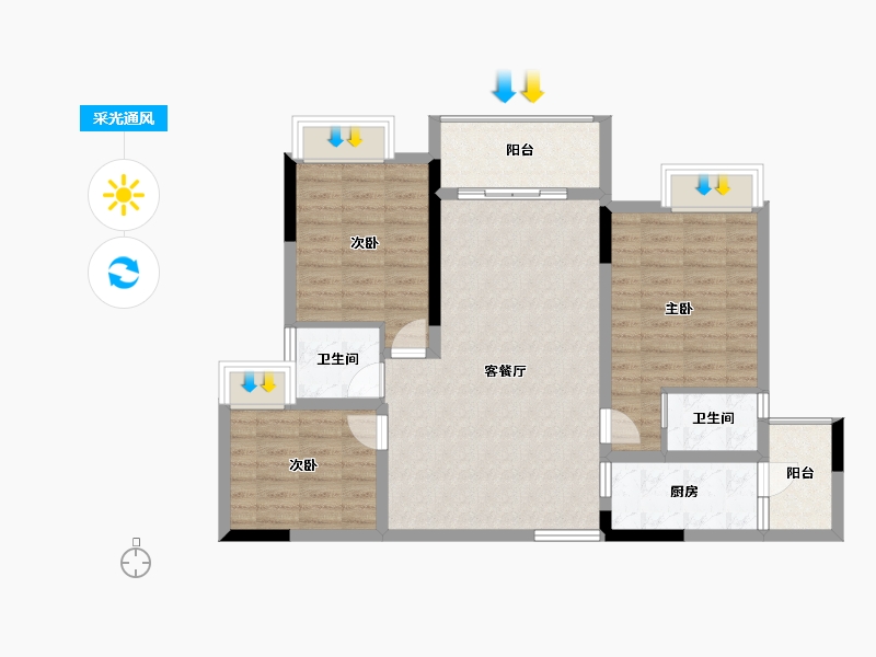 湖南省-怀化市-蔚蓝水岸-90.86-户型库-采光通风