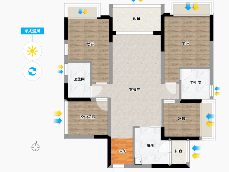 广东省-江门市-方圆・云山诗意（新会）-85.50-户型库-采光通风