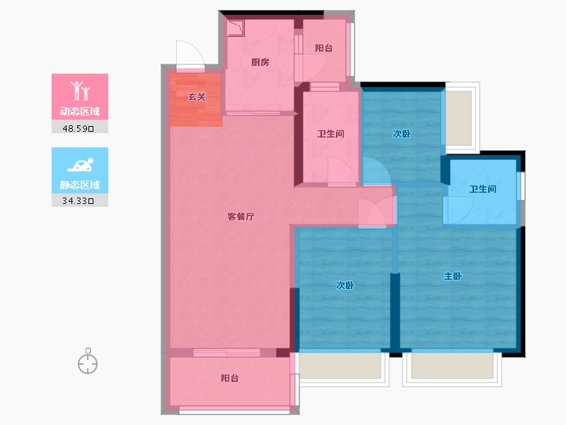 广东省-江门市-方圆・云山诗意（新会）-73.40-户型库-动静分区