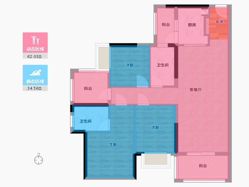 广东省-湛江市-红星・湛江爱琴海国际广场-85.31-户型库-动静分区