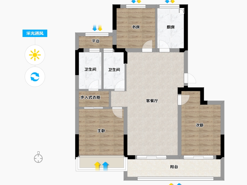 浙江省-温州市-凯迪融创新鹿园-81.60-户型库-采光通风