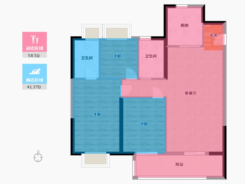 湖北省-武汉市-融创首创九派江山-90.40-户型库-动静分区