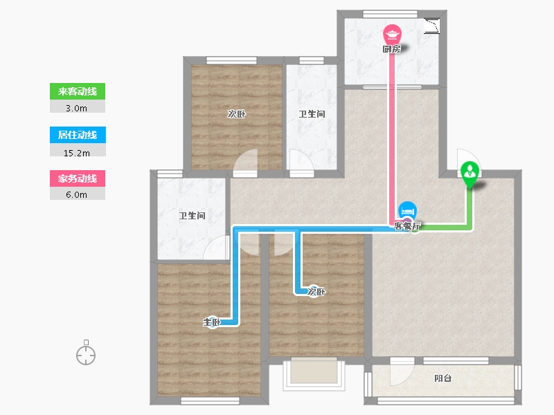 辽宁省-鞍山市-新世界朗怡居-103.60-户型库-动静线