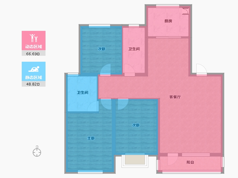 辽宁省-鞍山市-新世界朗怡居-103.60-户型库-动静分区