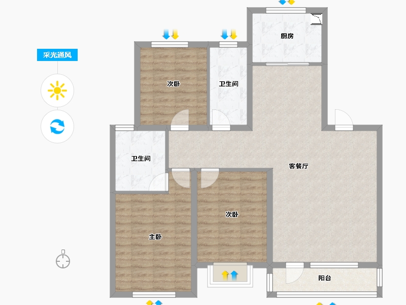 辽宁省-鞍山市-新世界朗怡居-103.60-户型库-采光通风