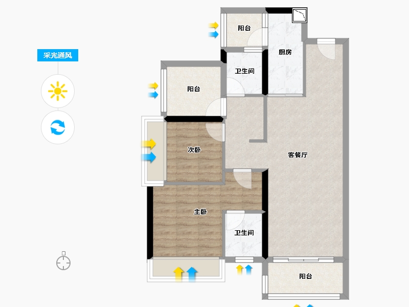 广东省-佛山市-保利中荷花园-74.89-户型库-采光通风