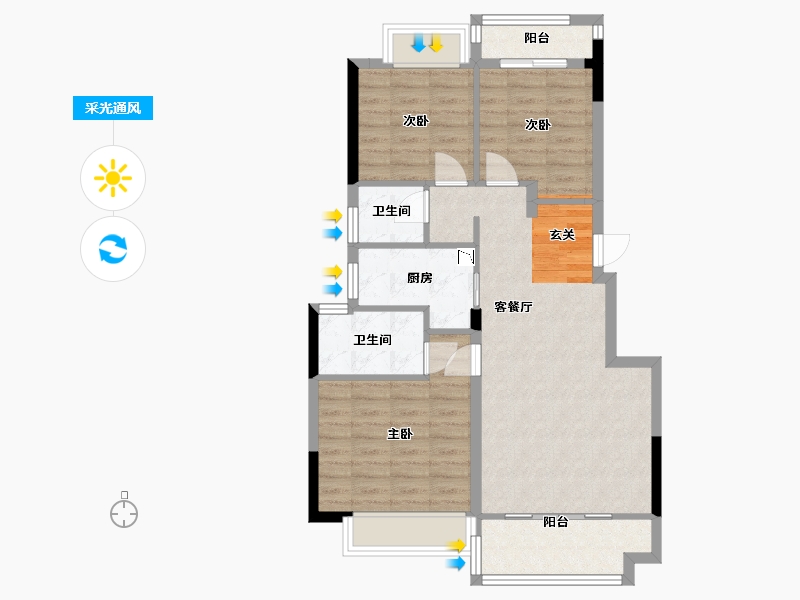 江西省-南昌市-正荣中奥悦玺台-77.69-户型库-采光通风