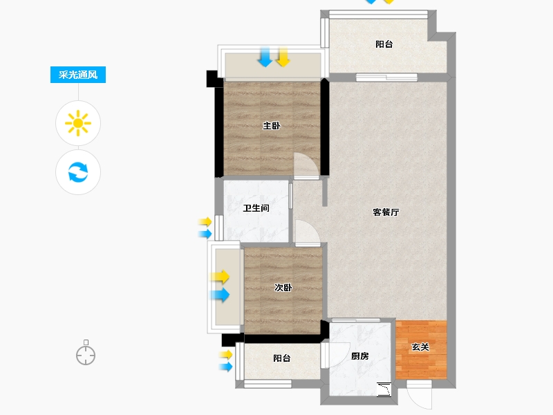 广东省-湛江市-奥园悦时代・熙园-61.44-户型库-采光通风