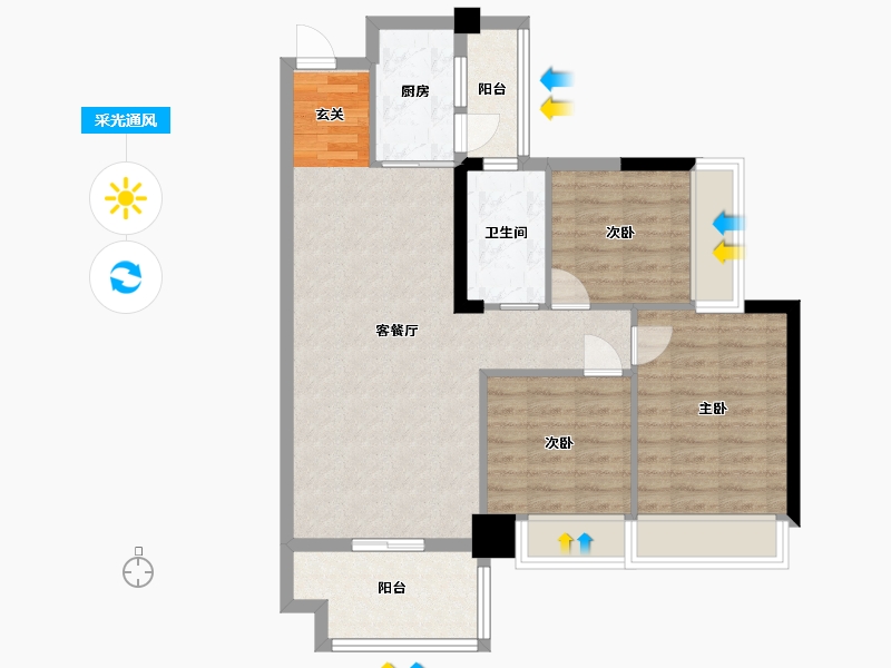 广东省-湛江市-奥园悦时代・熙园-79.10-户型库-采光通风