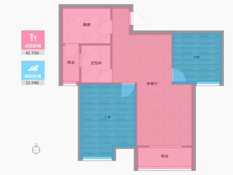 重庆-重庆市-东原D7区-58.32-户型库-动静分区