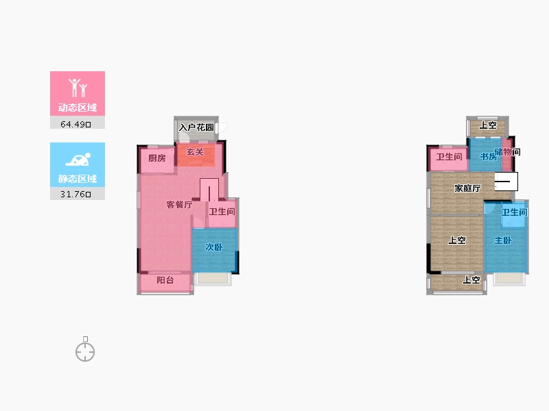 湖北省-武汉市-美的君兰半岛-129.10-户型库-动静分区