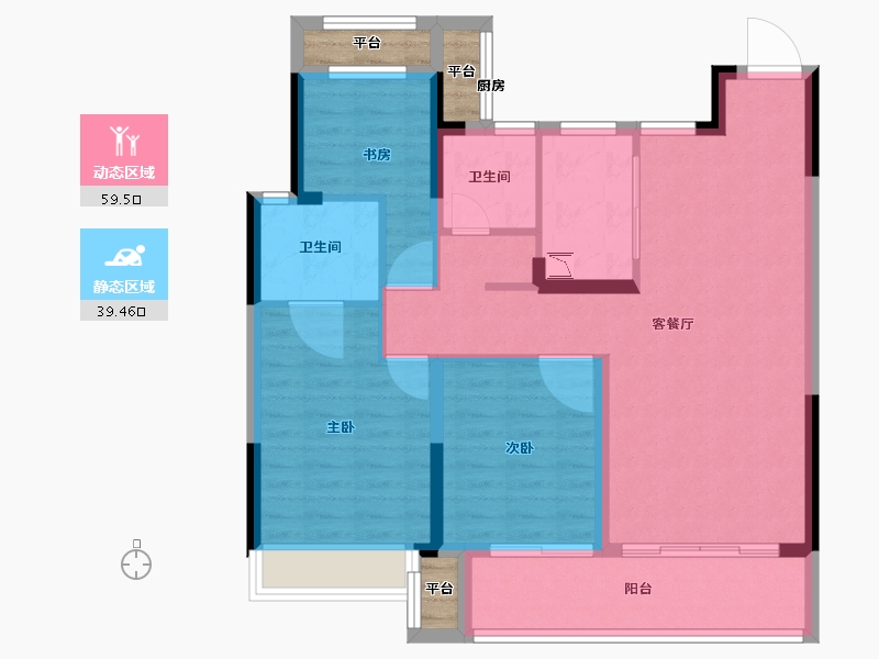 浙江省-温州市-中南瓯海印象南府-92.80-户型库-动静分区