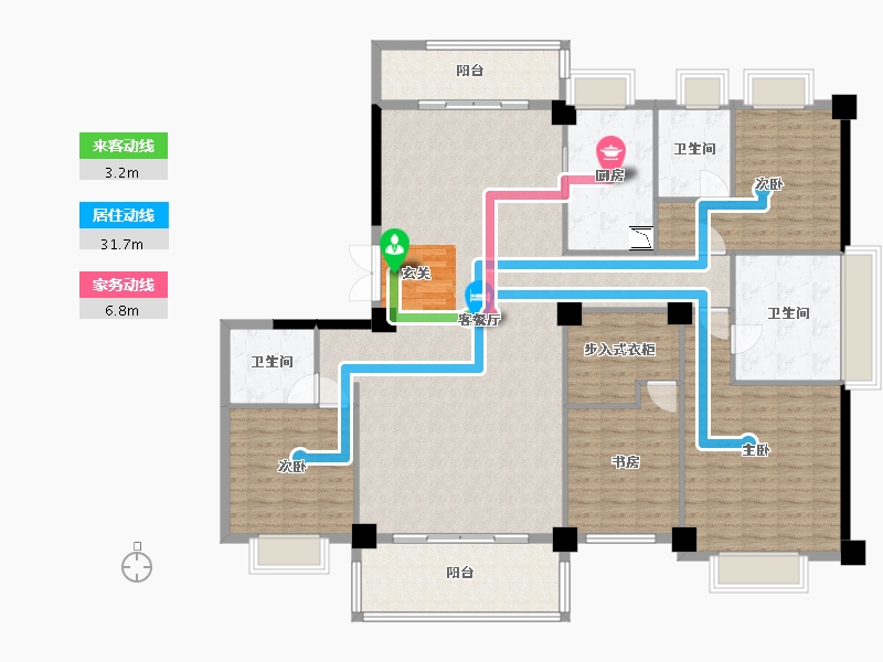 湖北省-武汉市-博译上坤・云�o-176.80-户型库-动静线