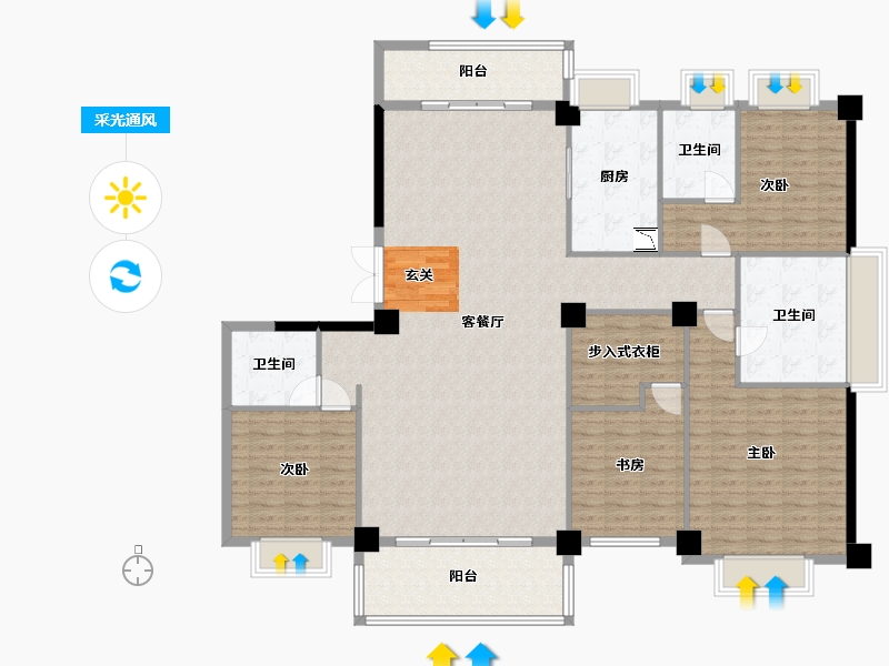 湖北省-武汉市-博译上坤・云�o-176.80-户型库-采光通风