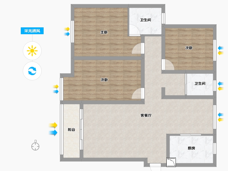 河南省-洛阳市-福泉林溪公馆-99.37-户型库-采光通风