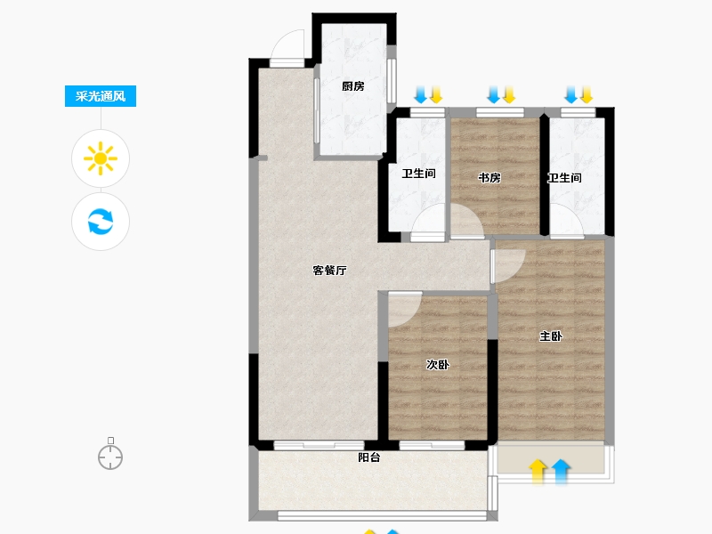 浙江省-温州市-外滩江月湾-84.00-户型库-采光通风