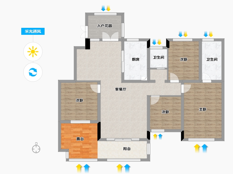 湖南省-长沙市-长房宁都公馆-125.33-户型库-采光通风