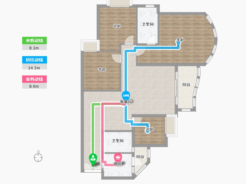 广东省-广州市-珠江帝景苑克莱国际公寓-117.76-户型库-动静线