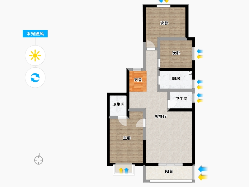 陕西省-西安市-长盛・青春汇-83.19-户型库-采光通风