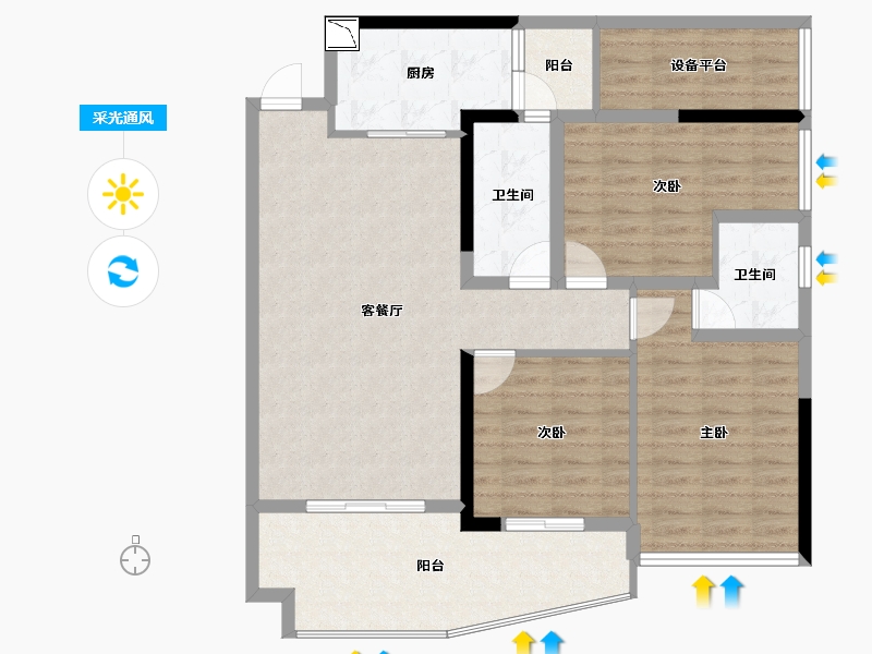 四川省-绵阳市-明御西城-104.00-户型库-采光通风