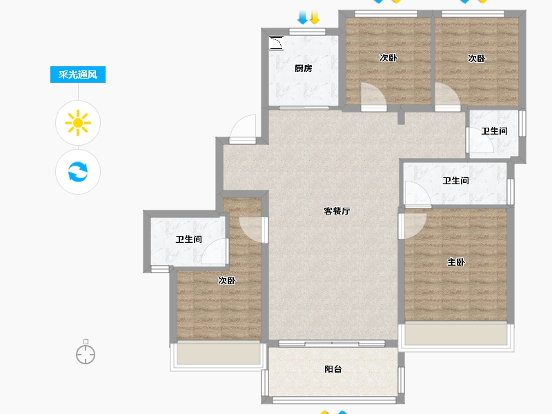 浙江省-温州市-华侨城欢乐天地-114.40-户型库-采光通风