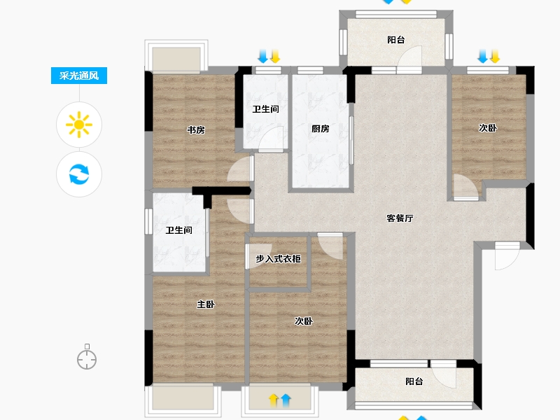 河南省-南阳市-雍豪府-105.33-户型库-采光通风