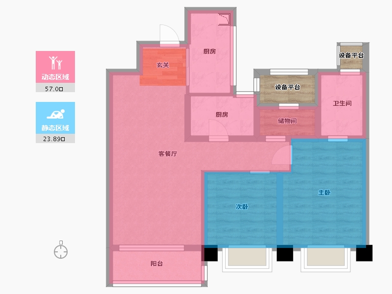 浙江省-舟山市-碧桂园・翡丽湾-74.62-户型库-动静分区