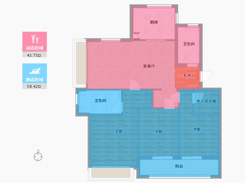 浙江省-舟山市-沁润公寓-91.75-户型库-动静分区